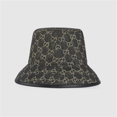 gucci bucket hat denim|Gucci bucket hat with string.